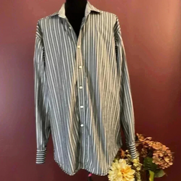 Jack Stone by Thomas Dean Men’s XL Button Down Gray & White Shirt - Picture 3 of 8